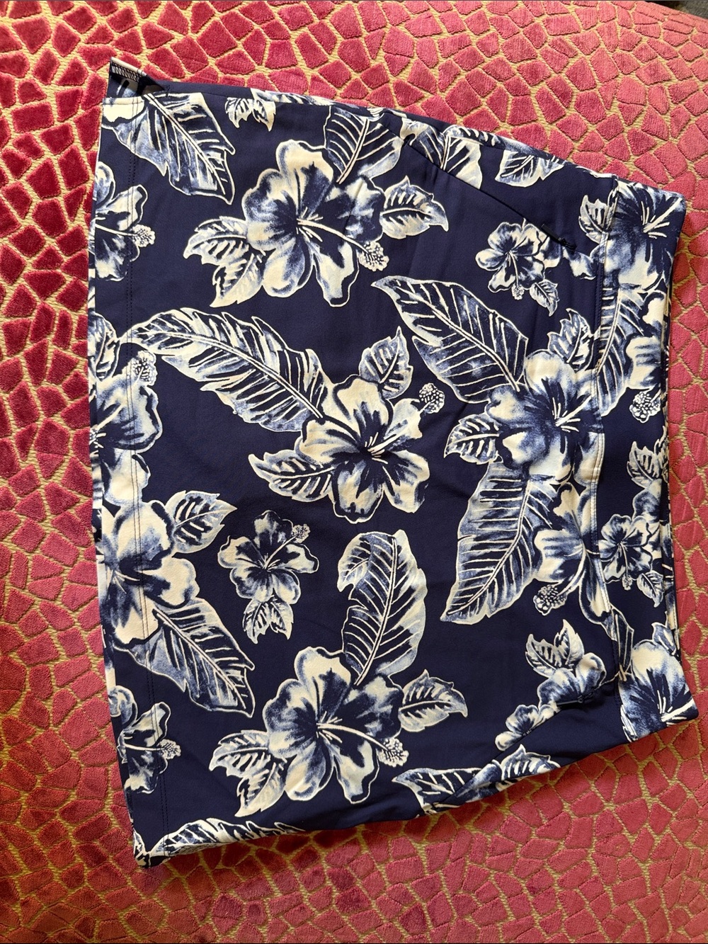 Tommy Bahama Island Zone Navy and White Tropical Print Skort